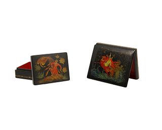 Two Russian Palekh lacquered papier-mache boxes