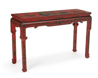 A Chinese red lacquered alter table