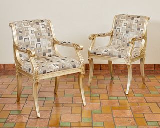 A pair of contemporary Neoclassical-style armchairs