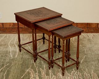 A set of Aztec-style nesting tables