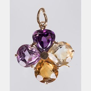 A 14kt. Yellow Gold and Multi-Colored Stone Pendant,