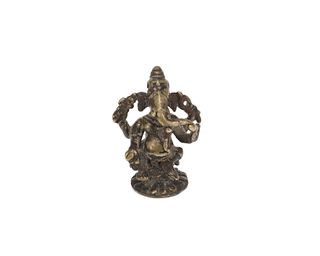 A miniature Indian bronze figure of Ganesha