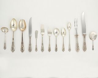 A Wallace "Rose Point" sterling silver flatware service