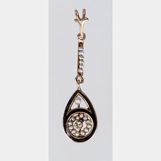 A 10kt. Yellow Gold, Diamond and Seed Pearl Pendant,