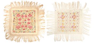 Two embroidered silk piano shawls