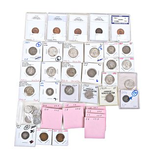 Assorted U.S. Pennies, Nickels, Dimes and Quarters