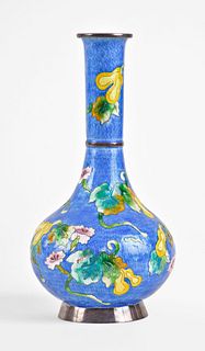 A 20th century Korean silver basse taille and cloisonne enamel vase