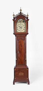An early 19th century Roxbury style tall clock signed E. Taber