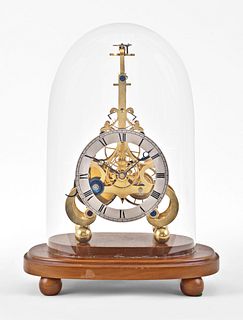 A mid 19th century English skeleton timepiece with horizontal balance