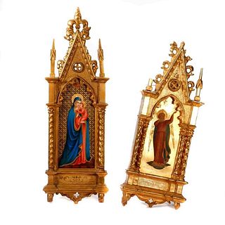 Gothic Style Giltwood Wall Plaques (2)