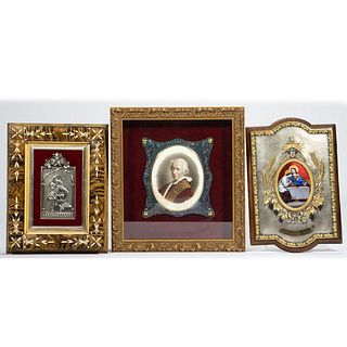 Porcelain Portrait Plaque of Pope Leo XIII, with 2 others
