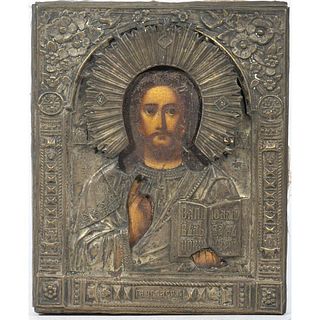 Relief Copper Oklad Icon of Christ