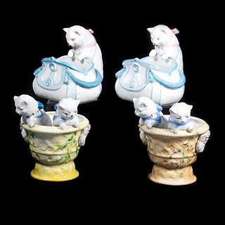 Group of 4 Porcelain Cat Vases