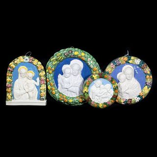 4 Della Robbia Style Madonna and Child Ceramic Plaques