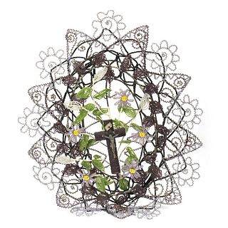 Beadwork Wreath with Cross