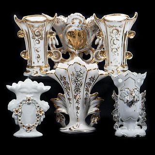 Group of 6 Gilt Porcelain Vases, Late 19th/Early 20th Century