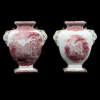 Pair of Grimwades Davenport Transferware Vases