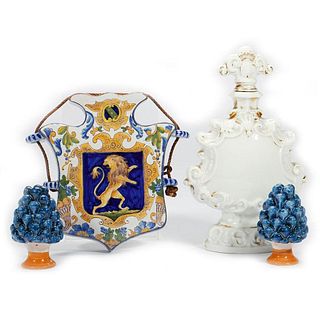 Gilt Porcelain Decanter with Misc. Ceramics (4)