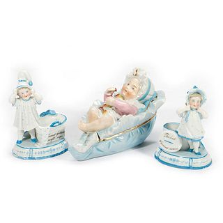 Pair German Porcelain Figurines, with a Trinket Box