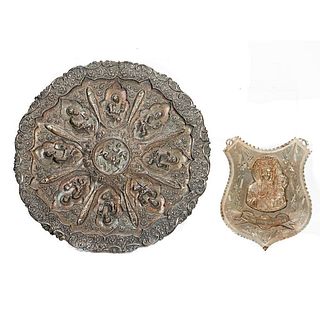 Repousse Devotional Platter, and Silver Medallion