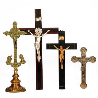 Group of 4 Wood and Metal Crucifixes