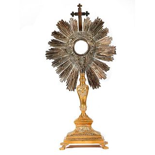 Silvered and Brass Monstrance with Lunette