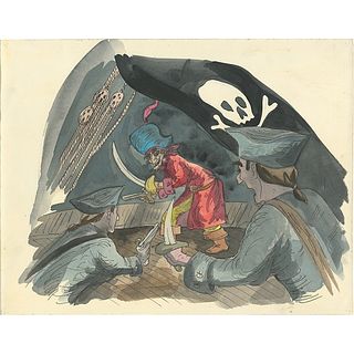 Pirates of the Caribbean ride concept painting by Marc Davis
