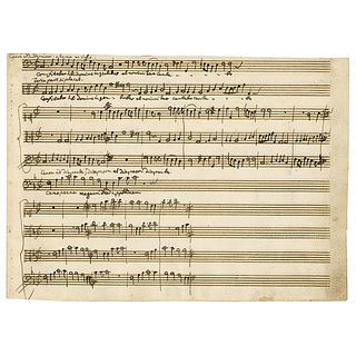 Wolfgang Amadeus Mozart Handwritten Musical Manuscript