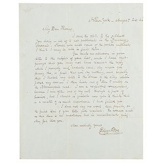 Edgar Allan Poe Autograph Letter Signed
