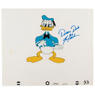 Donald Duck production cel and production drawing from the Epcot Center short 'Careers' signed by Tony Anselmo