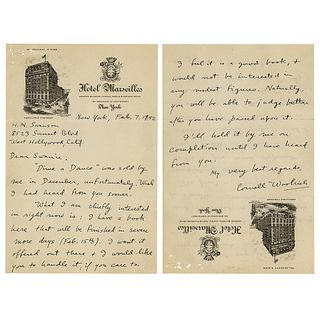 Cornell Woolrich Autograph Letter Signed