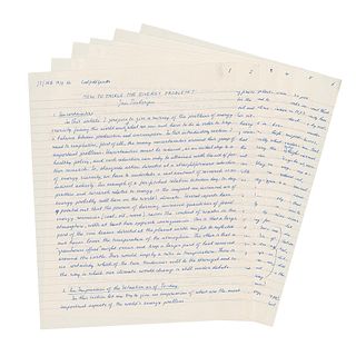 Jan Tinbergen Autograph Manuscript Signed