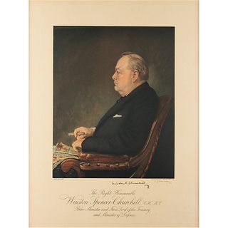 Winston Churchill Signed Print: 'Profile For Victory' by A. Egerton Cooper