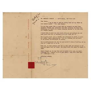 Frank Lloyd Wright Typed Letter Signed Twice