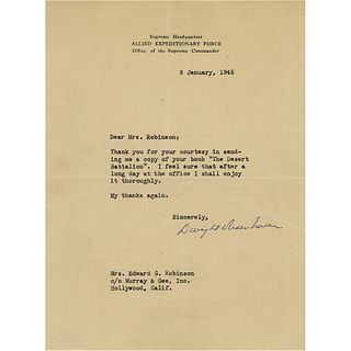 Dwight D. Eisenhower Typed Letter Signed to the Wife of Edward G. Robinson