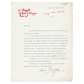 Marc Chagall Typed Letter Signed