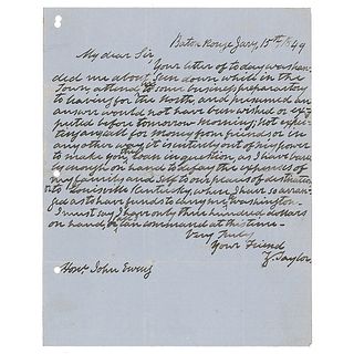 Zachary Taylor Autograph Letter Signed as President-Elect