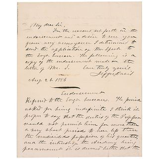 Jefferson Davis Autograph Letter Signed Twice