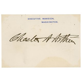 Chester A. Arthur Signed Executive Mansion Card as President