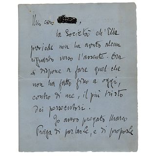 Gabriele D'Annunzio Autograph Letter Signed