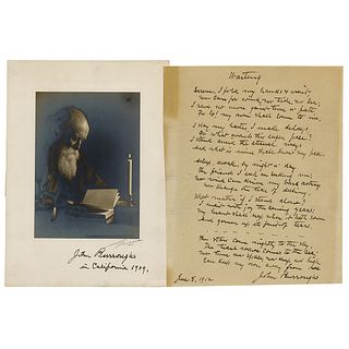 John Burroughs Signed Photograph and Autograph Manuscript Signed for the Poem 'Waiting'