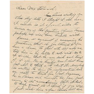 Wyatt Earp-dictated Letter Handwritten by His Wife, Josephine