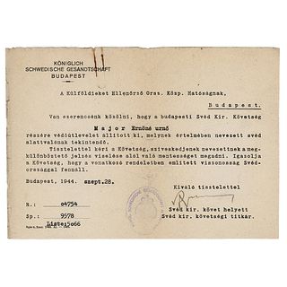 Raoul Wallenberg Document Signed