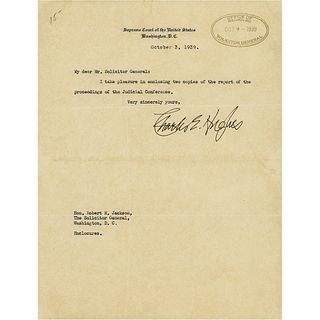 Charles Evans Hughes Typed Letter Signed