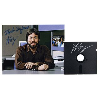 Apple: Steve Wozniak Signed Photograph and Floppy Disc