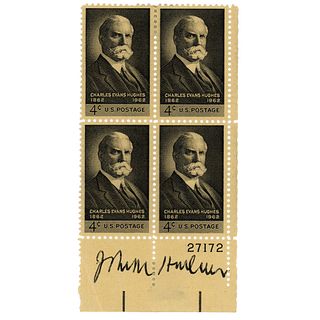 John Marshall Harlan II Signed Stamp Block
