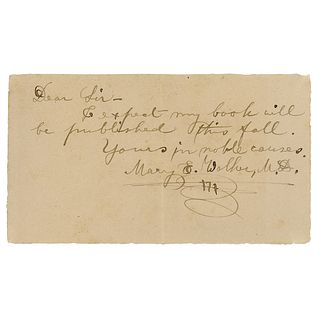 Mary Edwards Walker Autograph Letter Signed