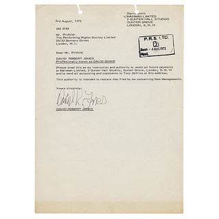 David Bowie Document Signed