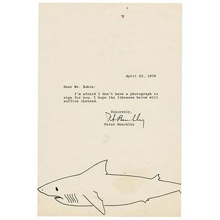 Peter Benchley Typed Letter Signed with Shark Sketch