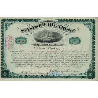 John D. Rockefeller and Henry M. Flagler Signed Stock Certificate